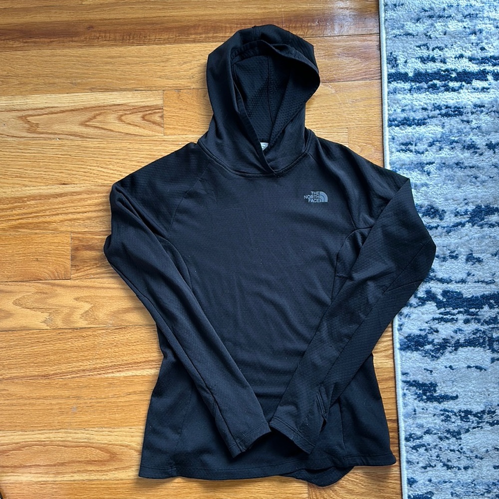 NORTHFACE HOODED BLACK LONG SLEEVE SHIRT